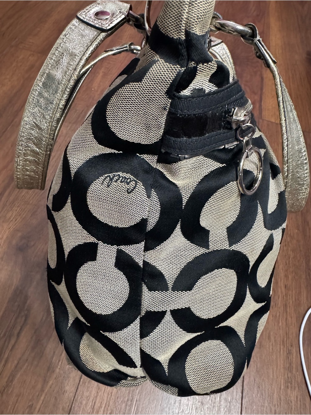 Coach Poppy Op Art Glam Tote 15331 Black White Silver Metallic Y2K - Picture 9 of 16